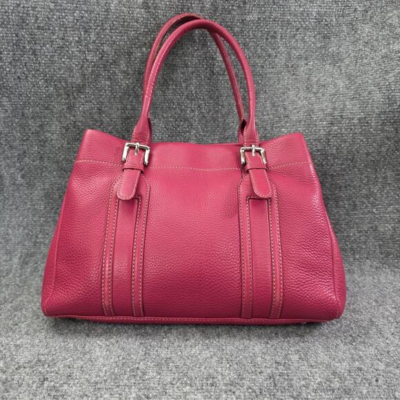 Fossil Pebbled Leather Satchel Bag Womens Fuchsia Pink Tote Handbag 75082 - Picture 5 of 16